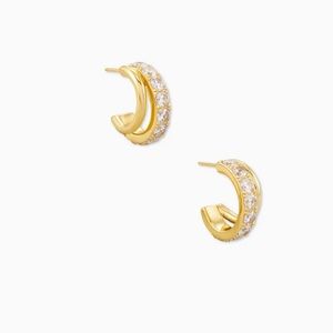 Kendra Scott Livy Gold Huggie Earrings in white crystal